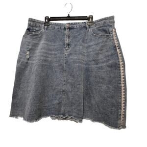 Agnes Orinda Embroidered Denim Skirt Womens 2X Plus Boho Western Classic Retro